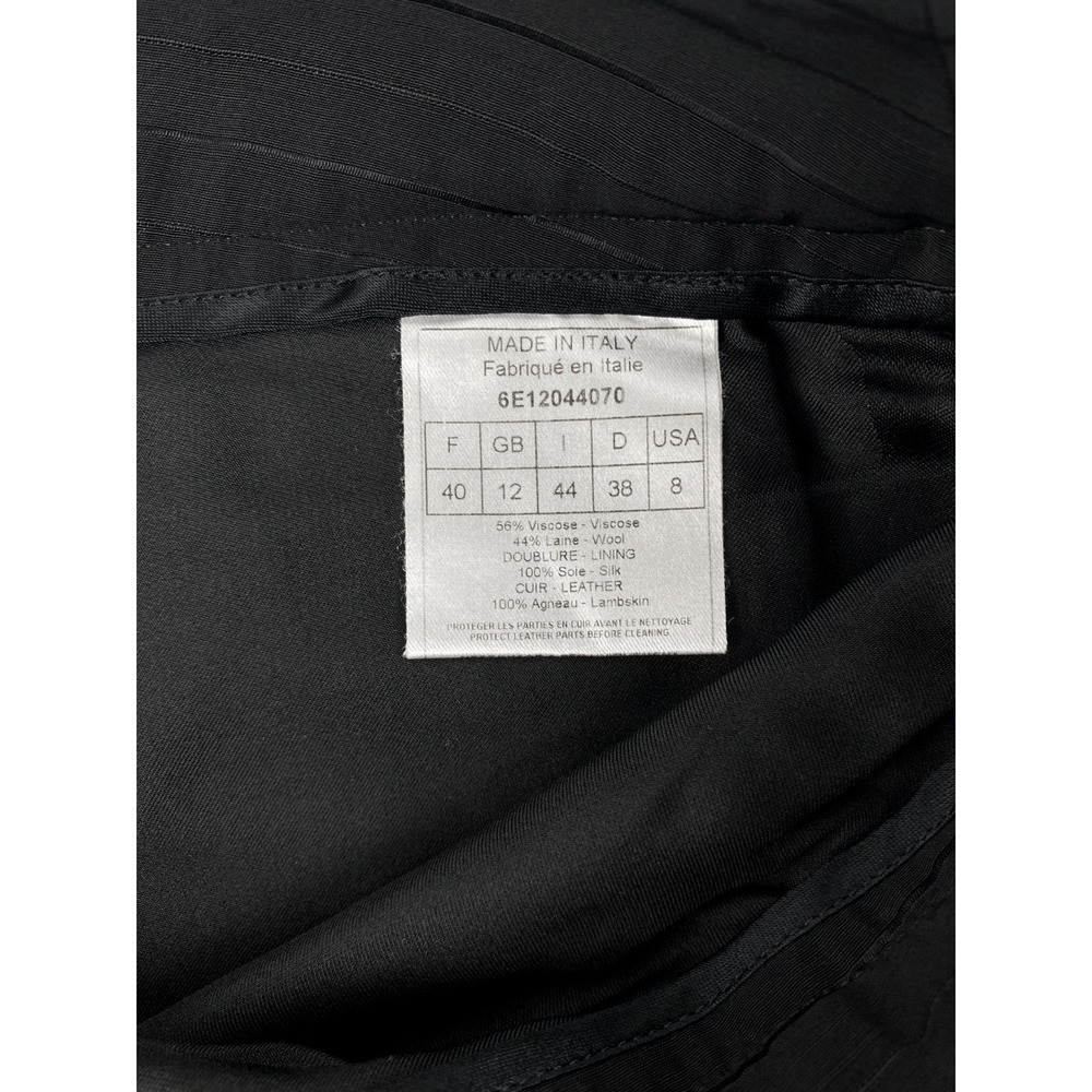 Christian Dior Luxury Pants Women's 8 Black Lambskin Trimmed Striped Lined 40 - Picture 9 of 14